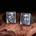 Gothic Statement Ring – Hip Hop with Geometric Mood Face Mask Punk Happy Unhappy product image