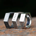 Hex Rune Ring – Dark Band for Alternative Styling, Collecting, And Everyday Accessories detail image - detail view 5