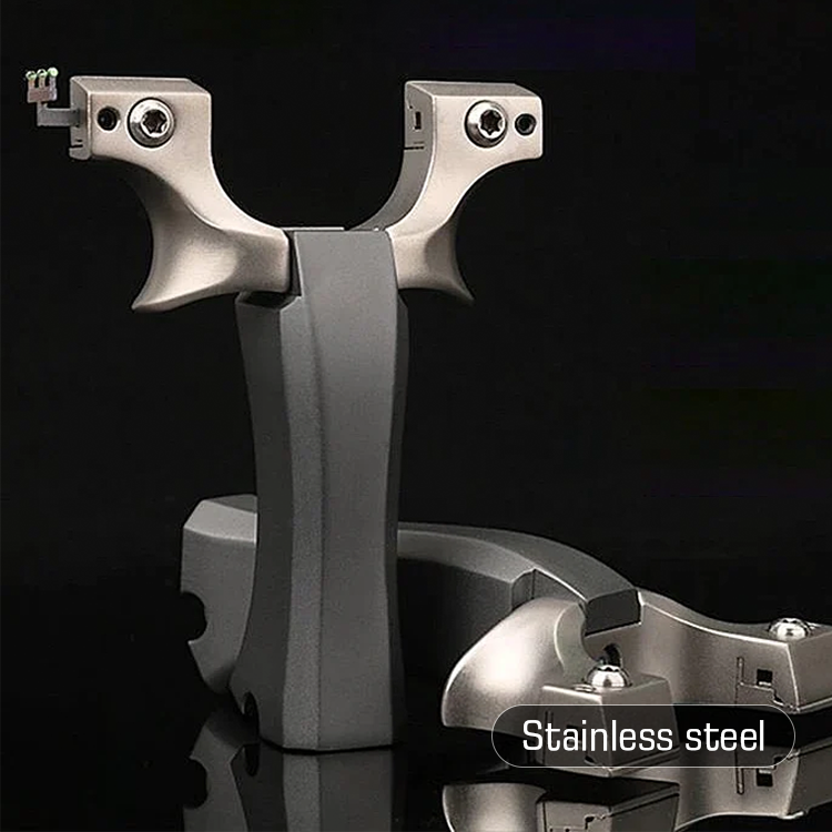 Powerful Slingshot – 440C Stainless Steel Aluminum Handle Hunting Slingshot with Fiber Optic Sight