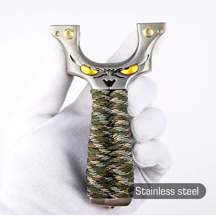 Powerful Slingshot – CNC Stainless Steel Paracord Handle with Fiber Optic Sight for Outdoor Shooting