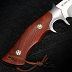 Leather Fixed Blade Knife – TimberEdge M390 with Ebony Handle with Hand-Carved Sheath EDC detail image - detail view 6