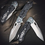 Leather Folding Knife – SkullForge D2 Tactical with G10 Grip, Skull Clip & Sheath detail image