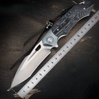 Leather Folding Knife – SkullForge D2 Tactical with G10 Grip, Skull Clip & Sheath detail image - detail view 5
