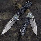 Leather Folding Knife – SkullForge D2 Tactical with G10 Grip, Skull Clip & Sheath product image
