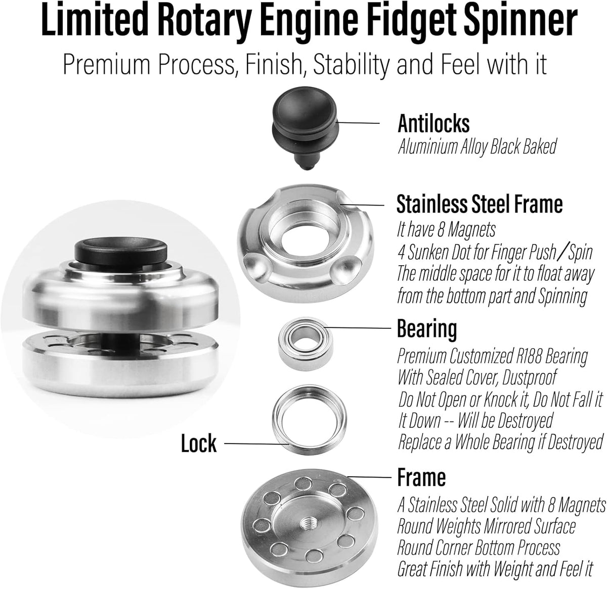 Magnetic Fidget Spinner – ScaleSpinner Levitation with Stainless Steel EDC detail image - detail view 6