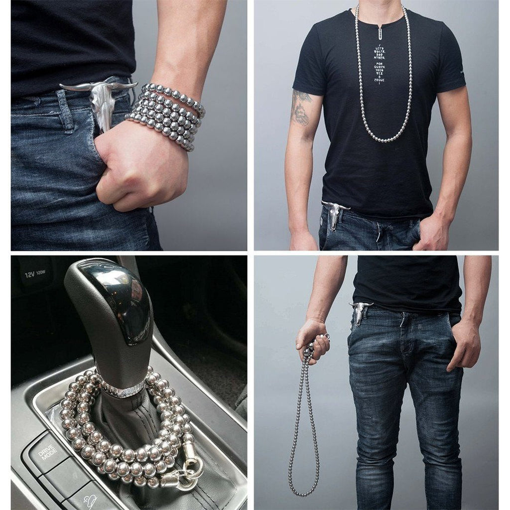 316 Stainless Steel Self Defense Bracelet - Quick Release Whip Beads Chain