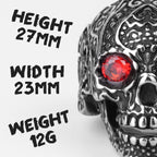 Rhinestone Skull Ring – Biker with Red Eye Gothic Punk Rock Statement detail image - detail view 6