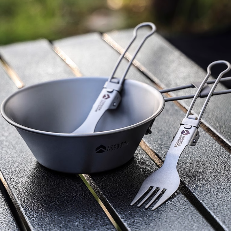 Featherlight Feast Ultralight Titanium Folding Utensil Set | Travel EDC Cutlery