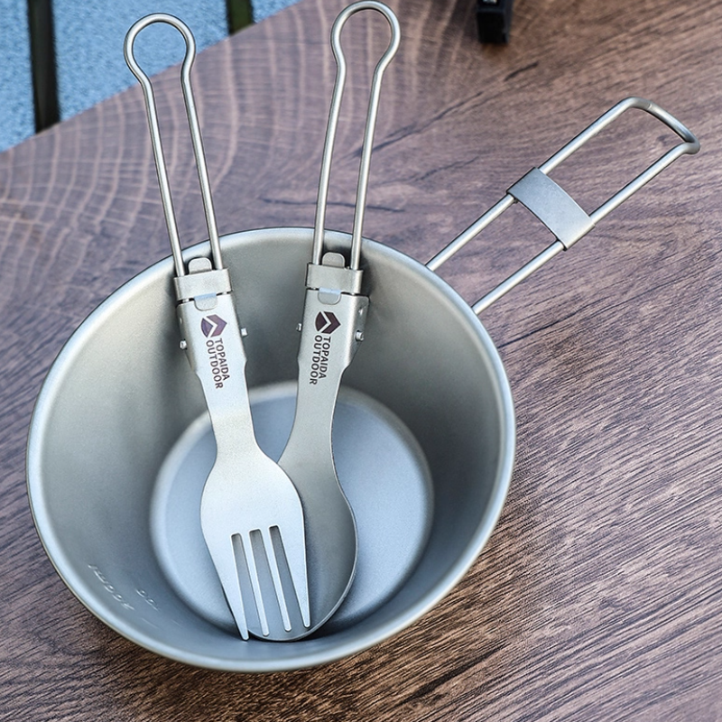 Featherlight Feast Ultralight Titanium Folding Utensil Set | Travel EDC Cutlery
