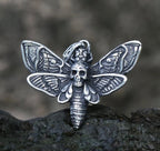 Skull Moth Necklace – Gothic with Dead Head Pendant Dark Statement Jewelry detail image