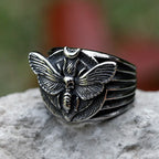 Skull Moth Ring – Death's Head 316L Stainless Steel Gothic Punk Biker product image
