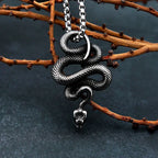 Snake Necklace – Serpent Bound Chain Punk Gothic Biker Viking Statement detail image - detail view 4
