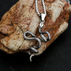 Snake Necklace – Serpent Coil Pendant Gothic Punk Biker Viking Statement detail image - detail view 5