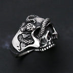 Snake Ring – Skull with Amulet Gothic Punk Biker Viking Statement detail image - detail view 3