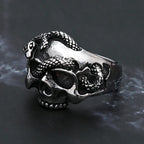 Snake Ring – Skull with Amulet Gothic Punk Biker Viking Statement detail image - detail view 5
