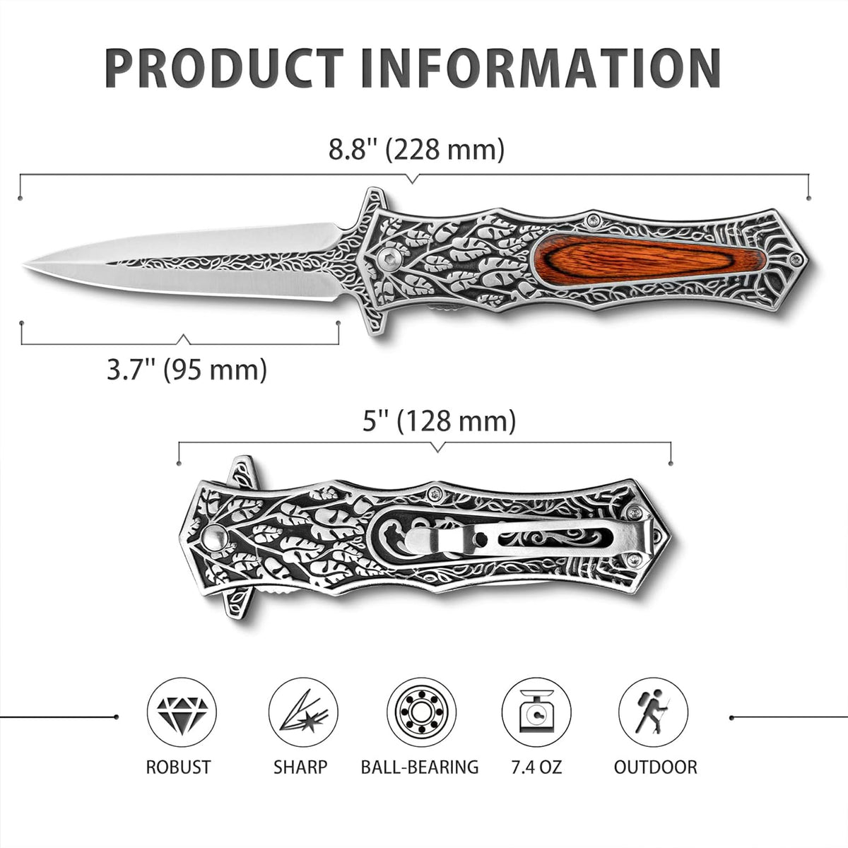 Stainless Steel EDC Knife for Everyday Utility, Collecting, And Outdoor Tasks detail image - detail view 10