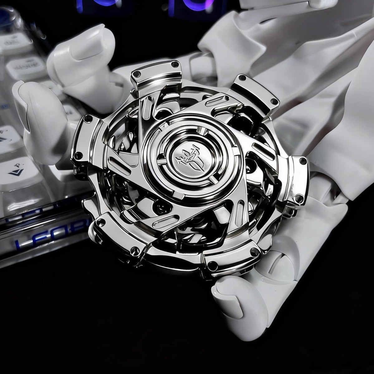 Stainless Steel Fidget Spinner – Metal Triple-Ring Linked 195g detail image