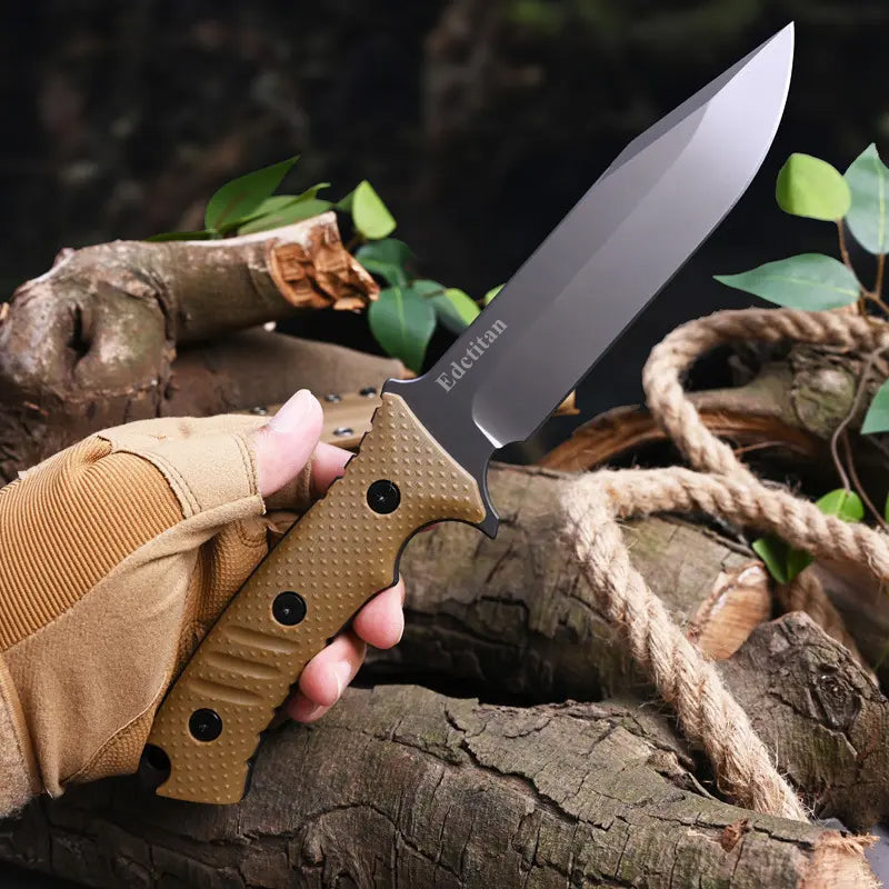 Stainless Steel Fixed Blade Knife – Full Tang Stonewash Tactical Sheath Survival Hunting detail image - detail view 11