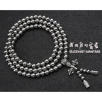 Stainless Steel Necklace – 108 Buddha Beads Mala with Multi-Function Self Defense detail image