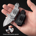 Stainless Steel Utility Knife – Shark Fang Mini Folding with Keychain EDC detail image