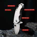 Stainless Steel Utility Knife – Shark Fang Mini Folding with Keychain EDC detail image - detail view 3
