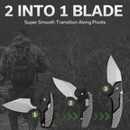 Steel Folding Knife – D2 2-in-1 Transformable Push Dagger EDC Tactical Self Defense detail image - detail view 5