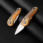 Steel Folding Knife – Keychain 7Cr PEI Handle Drop Point Amber EDC Mini Pocket detail image - detail view 4