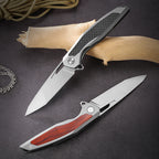 Steel Folding Knife – Razor-Edge Bear Claw D2 with Carbon Fiber & Rosewood Options detail image