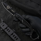 Steel Folding Knife – Tactical N690C Finger Ring Design Black Finish EDC First Responder detail image - detail view 5