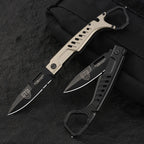 Steel Folding Knife – Tactical N690C Finger Ring Design Black Finish EDC First Responder detail image - detail view 7