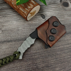 Steel Tactical Axe – Lil' Axion D2 Mini Knife with One-Piece Construction with Sheath EDC detail image - detail view 3