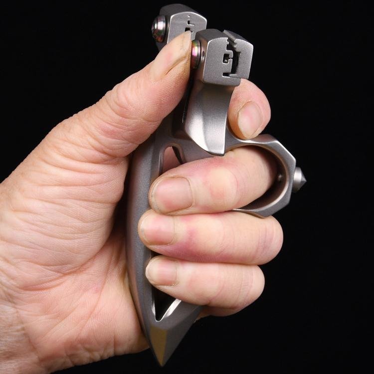 404C Stainless Steel Spiked Ring Slingshot - 3-in-1 EDC Multi-Tool