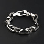 Titanium Bracelet – FloraLink Chains Unisex Modern Steel with Daisy Pattern Engraving variant image