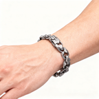 Titanium Bracelet – Midnight Starfall Matte Steel Unisex Cuff with Hip-Hop Style detail image - detail view 6