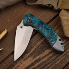 Titanium Folding Knife – Enchantress VG10 with Stabilized Wood EDC detail image