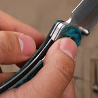 Titanium Folding Knife – Enchantress VG10 with Stabilized Wood EDC detail image - detail view 6