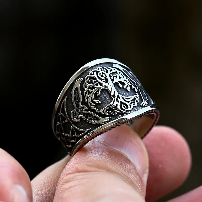 Tree of Life Signet Ring – Rune with of Viking Gothic Celtic Punk Statement detail image - detail view 5