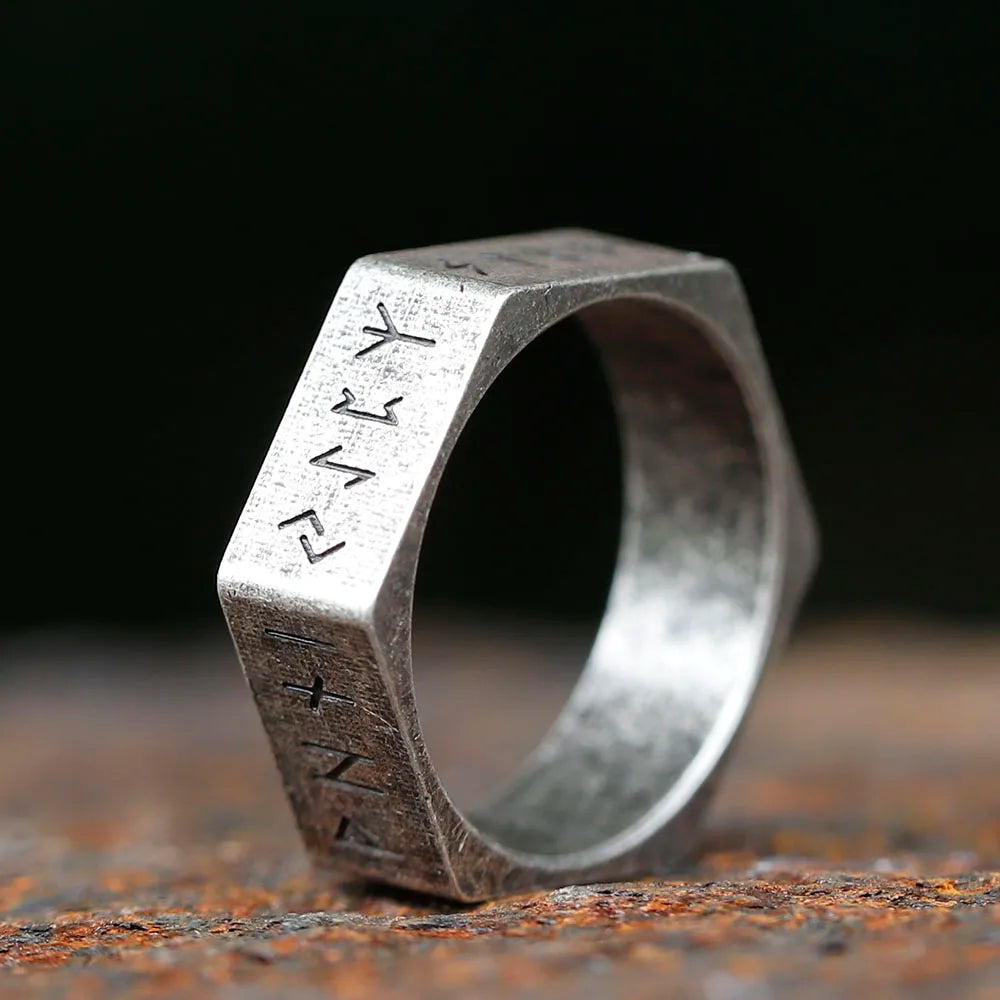 Dark Rune Hex Band Ring