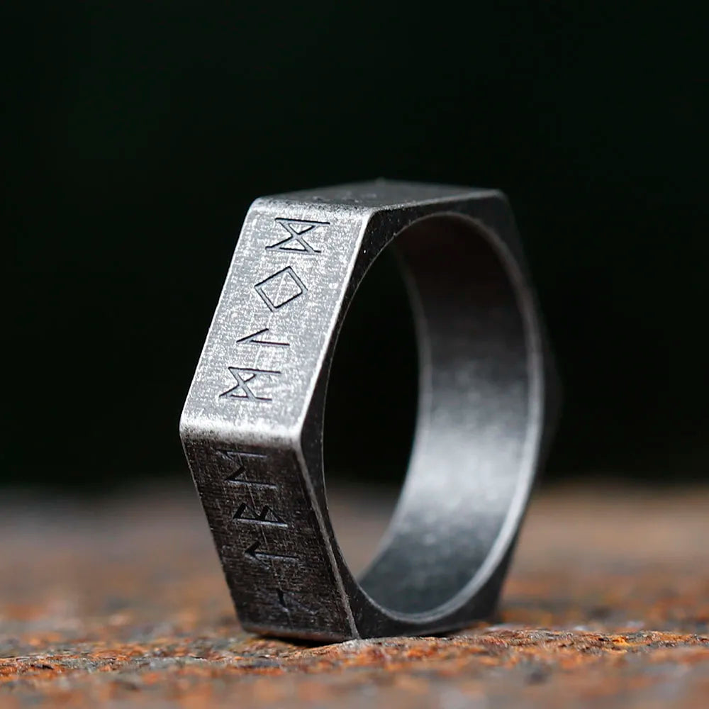 Dark Rune Hex Band Ring