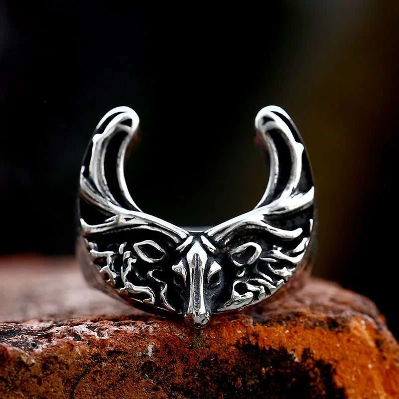 Viking Ring – Nordic Moose Totem Gothic Punk Statement Rose Gold
