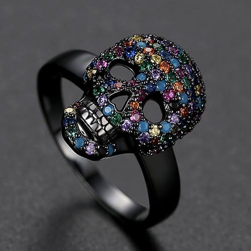 Skull Ring – Calavera CZ Crystal Iced Out Bling Gothic Punk Statement Ring