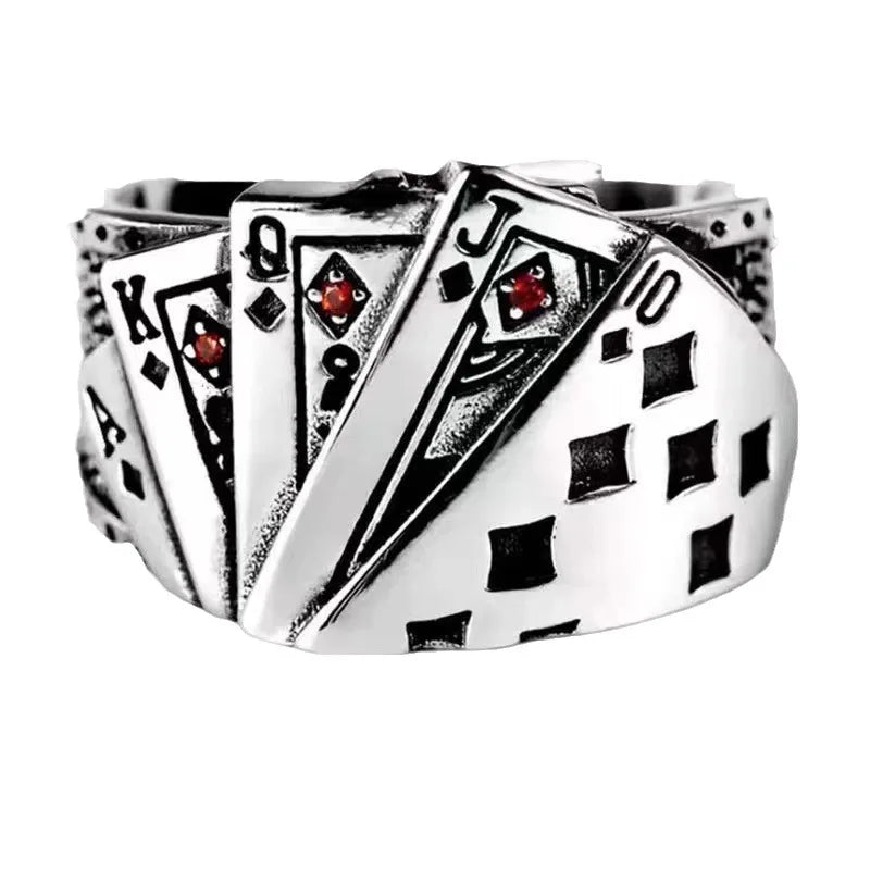 Gothic Ring – Royal Flush Poker Card Punk Vintage Statement