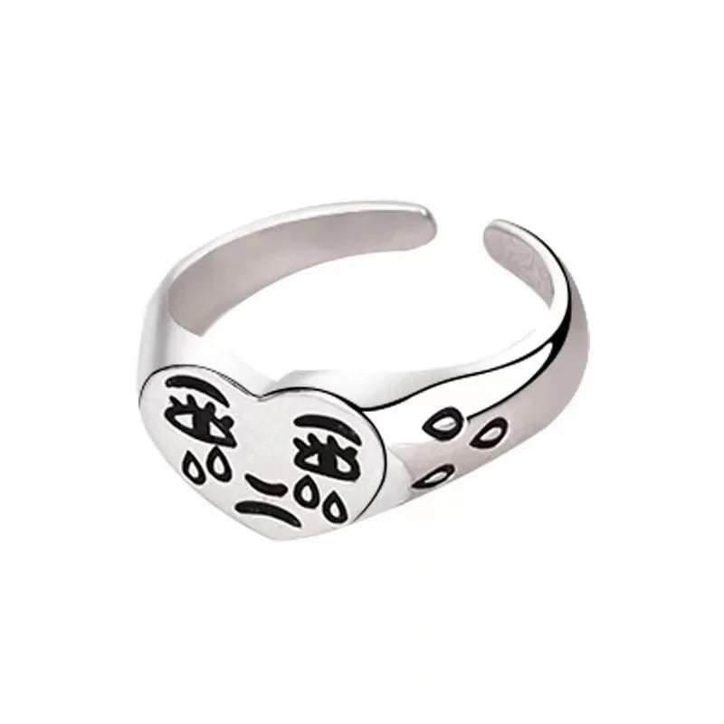 Signet Ring – Crying Heart Gothic Punk Vintage Adjustable Statement Ring