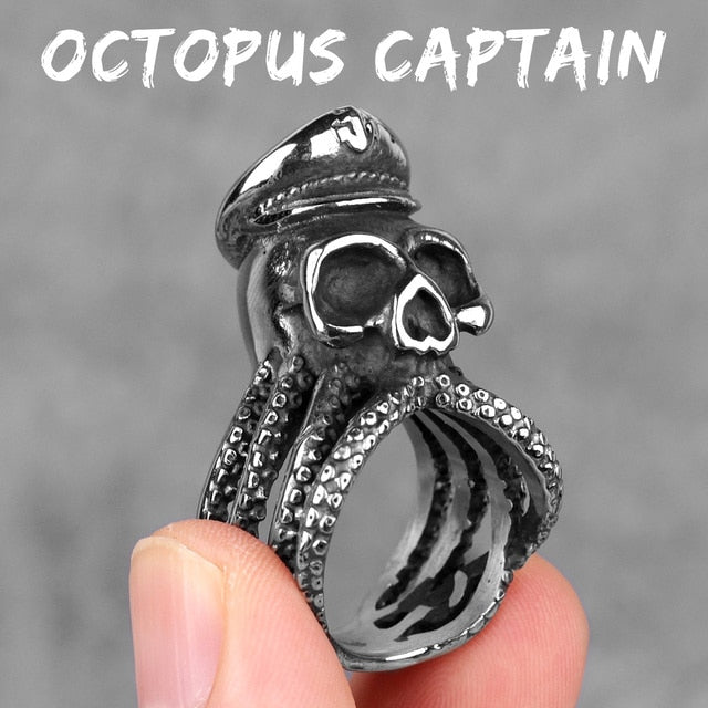 Gothic Ring – Captain Octopus Kraken Punk Rock Hip Hop Biker Statement Ring