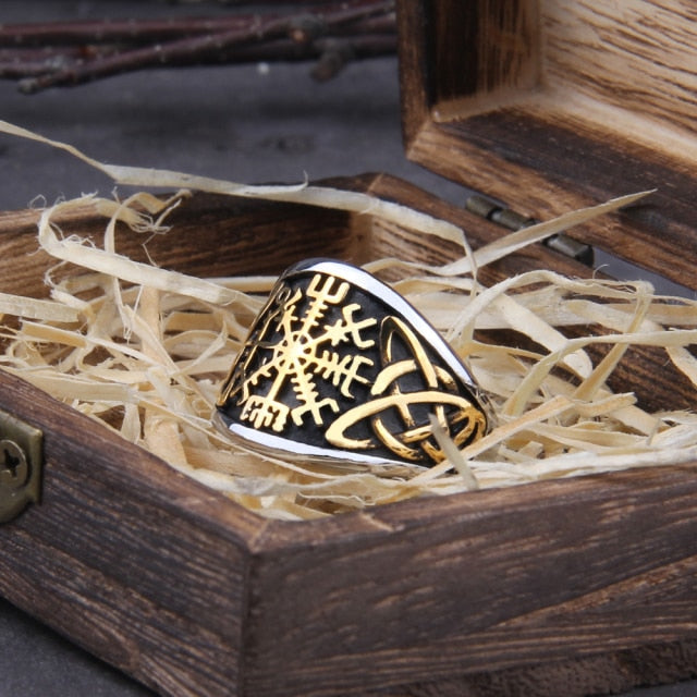Viking Compass Ring – Vegvisir Norse Rune Gothic Symbol Band