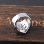 Vegvisir Compass Ring – Viking with Hexagon Norse Rune Geometric Gothic Band detail image - detail view 3
