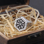 Vegvisir Compass Ring – Viking with Hexagon Norse Rune Geometric Gothic Band product image