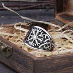 Vegvisir Compass Ring – Viking with Norse Rune Gothic Symbol Band variant image