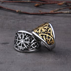 Vegvisir Compass Ring – Viking with Norse Rune Gothic Symbol Band detail image - detail view 3