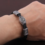 Viking Rune Bracelet – Leather with Helm of Awe Norse Gothic Punk Statement detail image - detail view 6